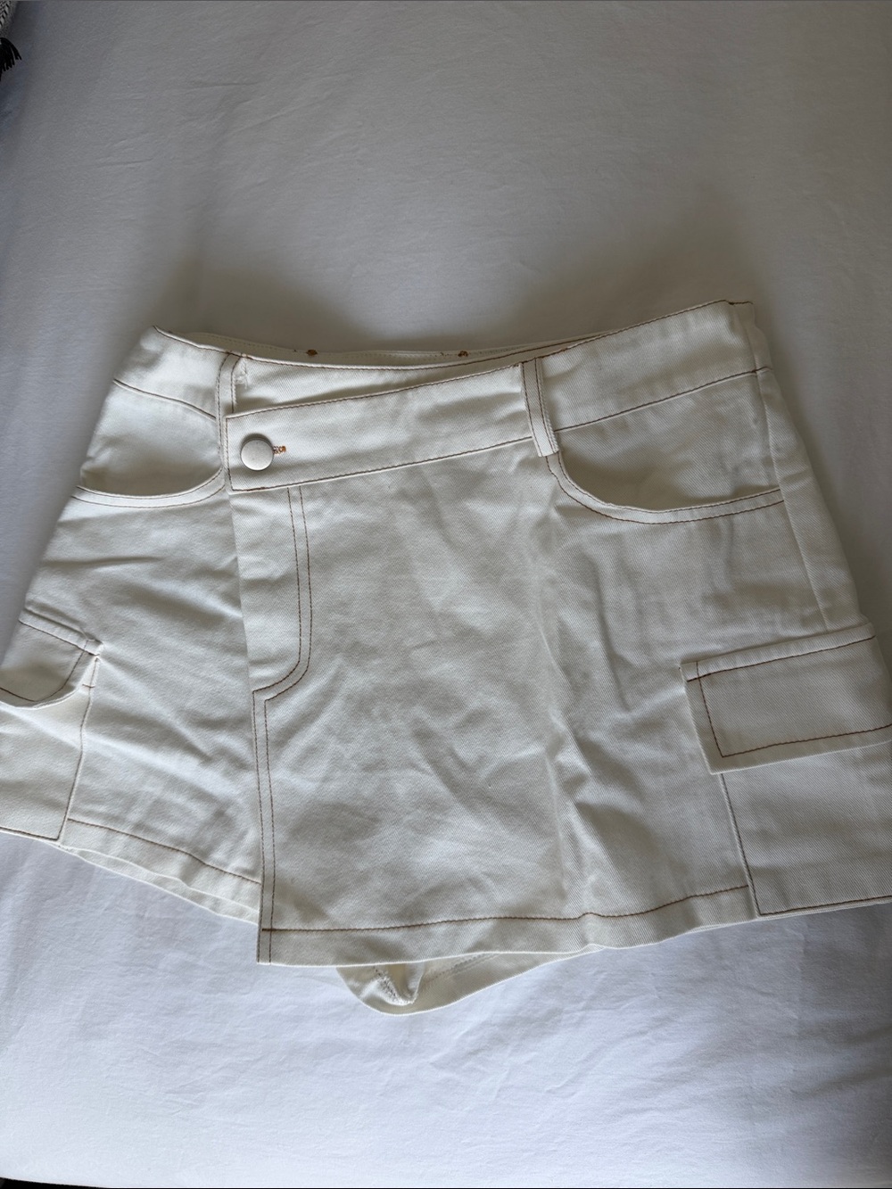 Princess Polly Cream Cargo Skort Shorts